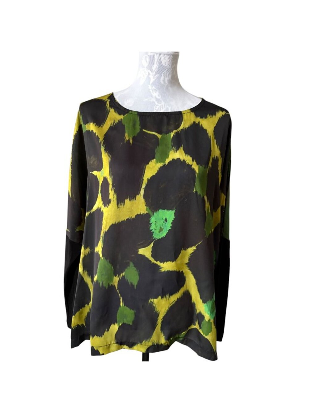Alembika Womens Olive Martini Long Sleeve Top Colorful Small Soft